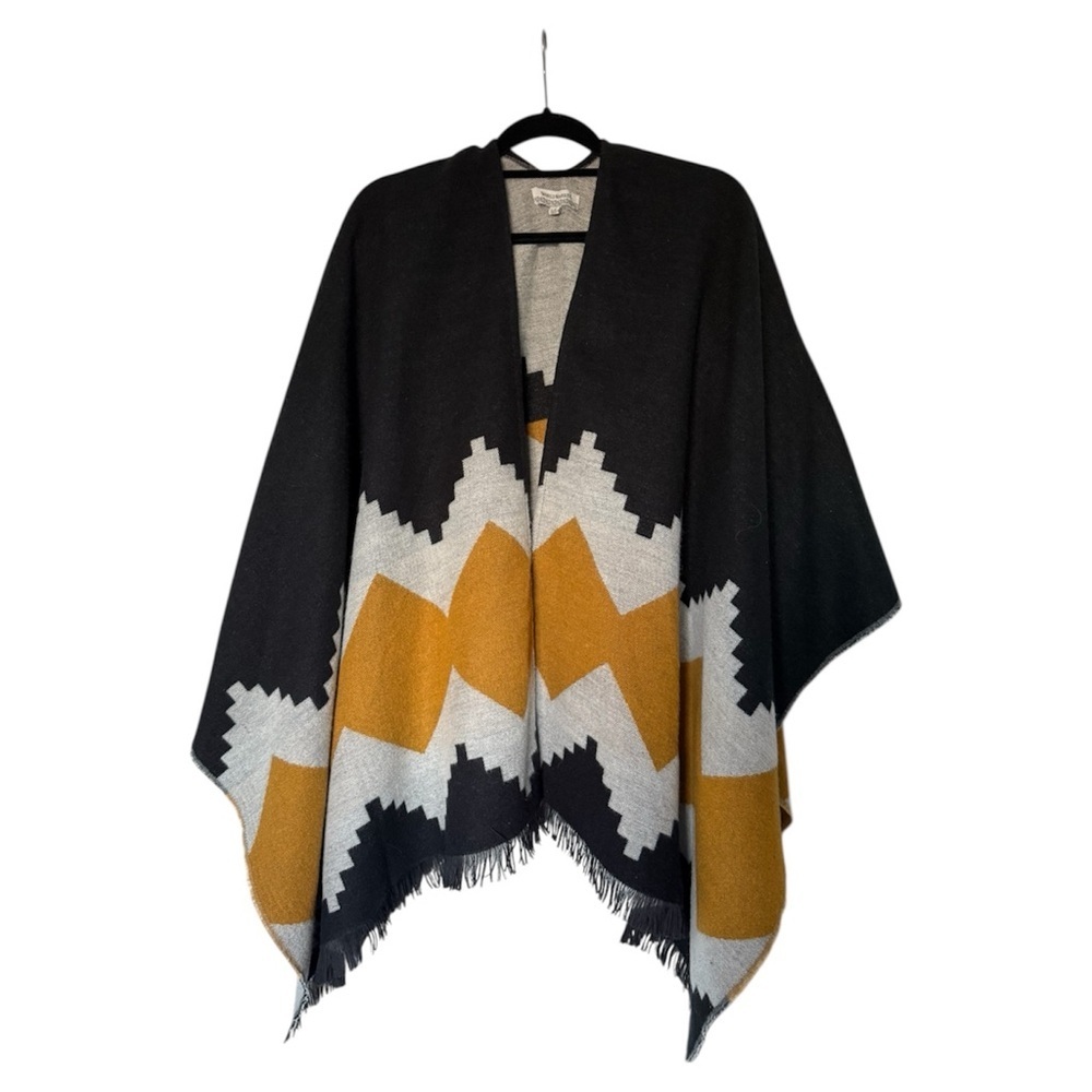 World Market Reversible Blanket Wrap Poncho, Aztec Tribal Print, ONE SIZE